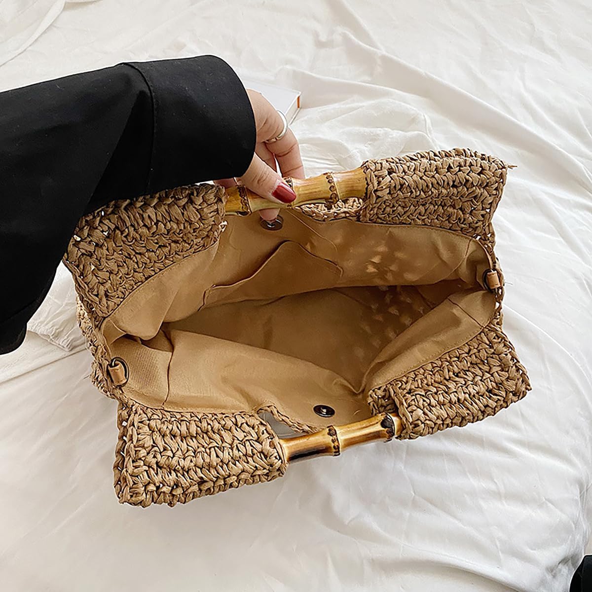 NANAHuang Casual Straw Handbags for Women Shoulder Crossbody Bag Large Hobo Tote Purse Summer Beach Woven Satchel Vacation