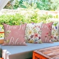 thumbnail image 5 of Spring Pink Floral Throw Pillow Covers 18x18 Set of 4,Hummingbird Flower Decorative Pillow Cases for Bedroom Sofa Couch, 5 of 6