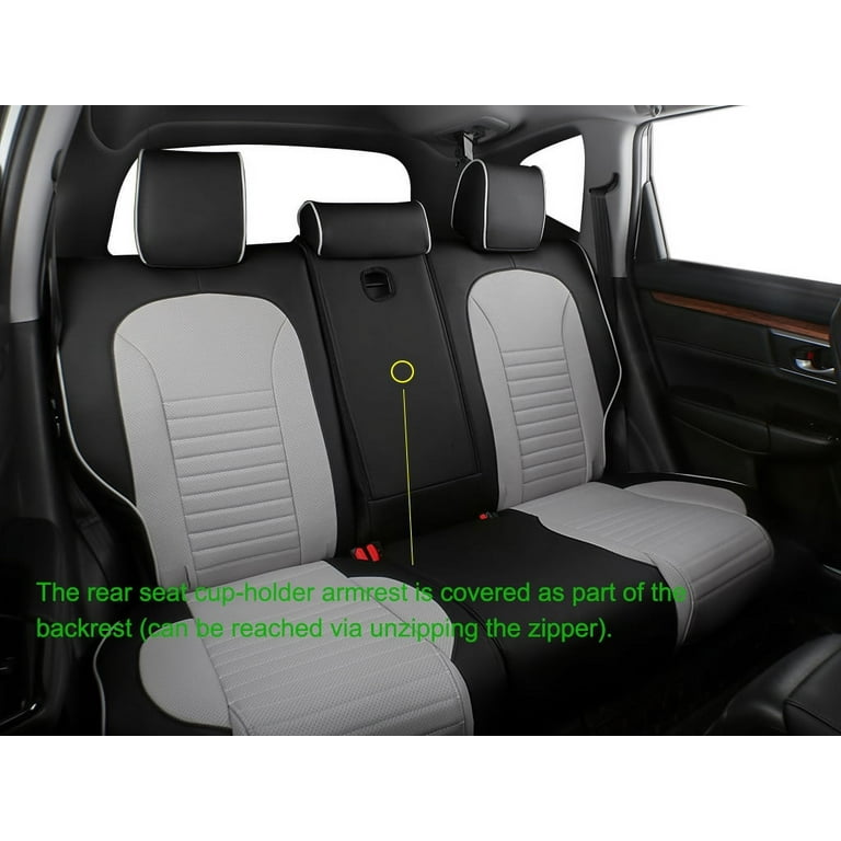 EKR Custom Fit CRV Seat Covers for Honda CRV 2023 2024 Breathable Leather Auto Seat Covers Full Set Black Gray