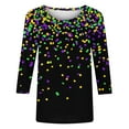 thumbnail image 5 of CYiJun Mardi Gras Clothing,Parade Ready 3/4 Sleeve Top,Lightweight Crewneck Shirt for Mardi Gras Street Celebration, 5 of 5