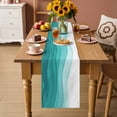 thumbnail image 2 of Ombre Turquoise Waves Table Runner 48 Inches Long Farmhouse Dress Scarves, Abstract Art Gradient Modern Dining Tablerunner for Coffee Table/Kitchen Island/Party Décor, 13" x 48", 2 of 8