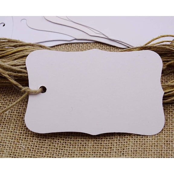 1000 Pcs Bonbonniere Wedding Favor Hang Tags Rectangular Shape White Card Paper Gift Tags with Free Natural Jute Twine