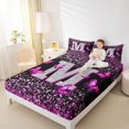 thumbnail image 4 of Feelyou Glitter Letter M Full Size Sheets for Girls, Dreamy Kawaii Butterfly Bed Sheets, Fashion Romantic Sheet Sets, Super Cozy Room Decor, 4pcs, 4 of 7