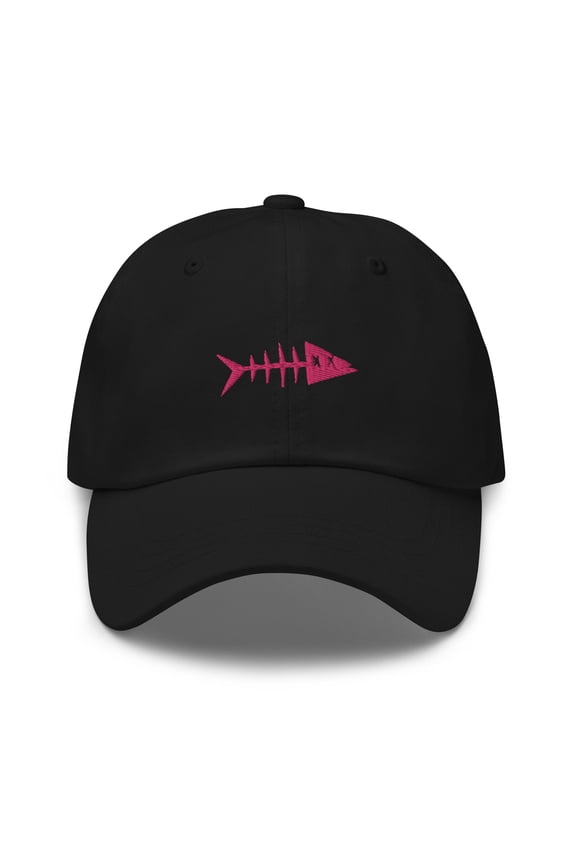 Adult Unisex Embroidered Magenta Fish Adjustable Black Classic Dad Hat