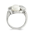 thumbnail image 3 of Freshwater Cultured Button Pearl Ring 8mm with Synthetic Cubic Zirconia (CZ) in Sterling Silver, 3 of 5