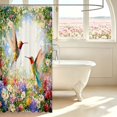 thumbnail image 3 of Erosebridal Kawaii Hummingbird Shower Curtain 72Wx72L,Cartoon Animals Bathroom Curtain,Pink Green, 3 of 5