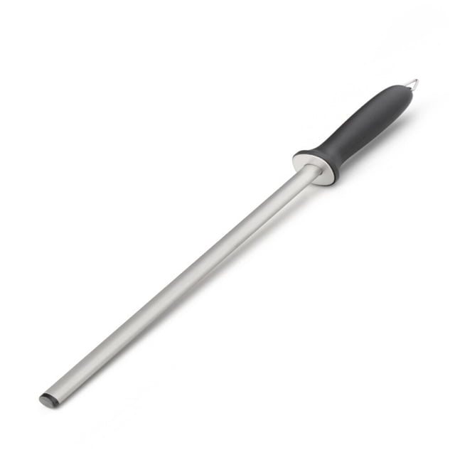 Diamond Carbon Steel Sharpener Rod Honing Steel 12 Inch Rod with Ergonomic Rubber Handle for Kitchen Hunting Butcher Chef Home Gourmet Sharpening Stick