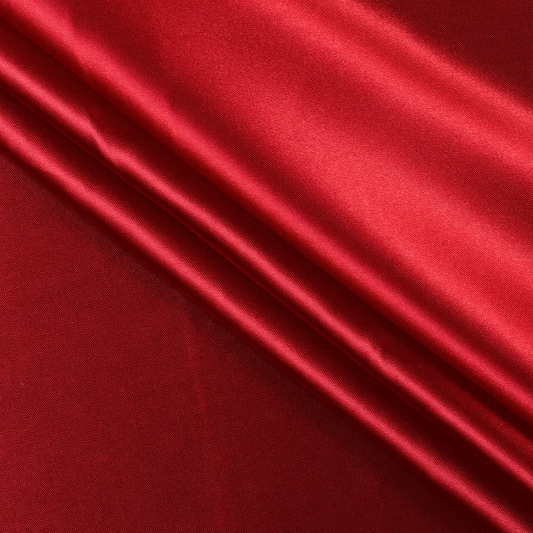 MDS Pack of 10 Yard Charmeuse Bridal SOLID Satin Fabric for Wedding Dress  Fashion Crafts Costumes Decorations Silky Satin 44” Apple Red
