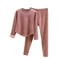 thumbnail image 3 of Nfurl Two Piece Pajamas Sets for Women Soft Long Sleeve Short Sleepwear with Pants Petite Lounge Sets Ladies Fall Winter Matching Pjs Pink L, 3 of 10