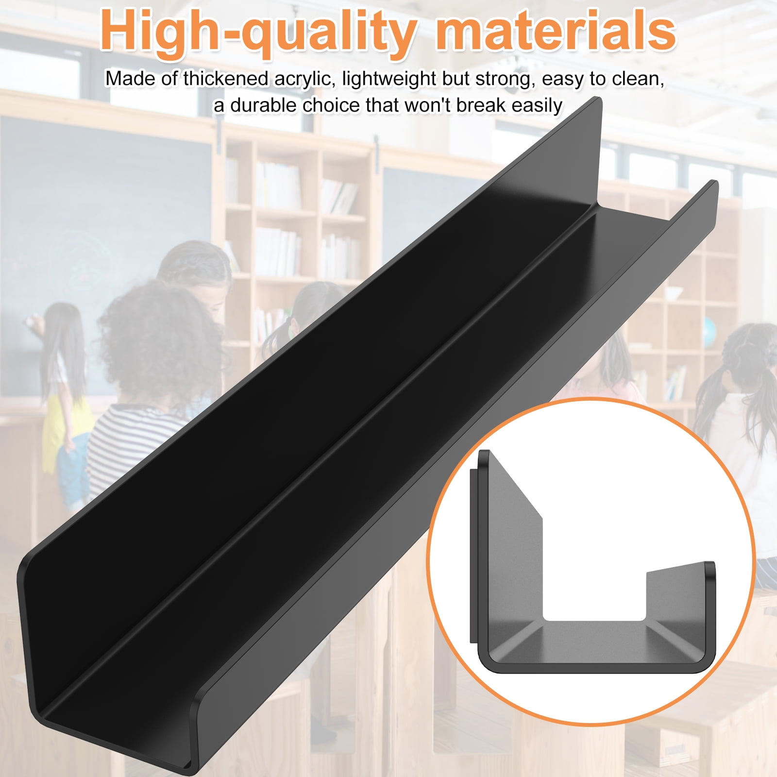 2Pcs Magnetic Book Shelf for Whiteboard Acrylic Magnetic Book Holder Magnetic Floating Book Display Shelf Reusable Magnetic Shelves for Kids Room Teacher Classroom Refrigerator