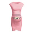 thumbnail image 2 of CHUANK Liquidation Vêtements de Maternité en Polyester pour Femmes Été Nouveau Col Rond Sans Manches Couleur Unie Imprimé Robe Mignonne Grossesse, 2 of 3