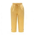 thumbnail image 4 of Luvrsol Capris for Women with Pockets Casual Straight-Leg Cotton-Linen Checkered Pants, Size S-3XL, 4 of 6