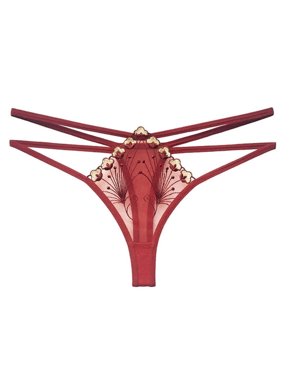 Zuwimk Womens Panties,Womens Silk Satin Thong Panties Lace G String Thong T Back Shiny Satin Underwear ,One Size