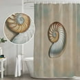 thumbnail image 5 of Ocean Conch Shower Curtain, Waterproof Shower Curtains for Bathroom, Vintage Coastal Underwater Creature Khaki Washable Fabric Bathtub Curtain Set Bath Decor with 12 Hooks Long 72"x84", 5 of 8