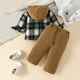 thumbnail image 4 of Gibobby Conjunto de ropa con capucha para niños Tops con capucha a cuadros de manga larga para niños pequeños, conjuntos deportivos informales de dos piezas(Marrón,12-18 Meses ), 4 of 5