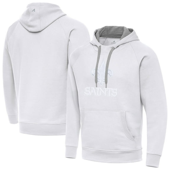 Men's Antigua White New Orleans Saints Victory Pullover Hoodie