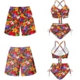 thumbnail image 6 of XYZCANDO Hawaii Floral Couple Matching Beachwear Set Swim Trunks & Two Piece Tummy Control Bikini Matching Outfit for Honeymoon Beach Vacation Pool Party Summer His and Hers Swimwear Set, 6 of 6