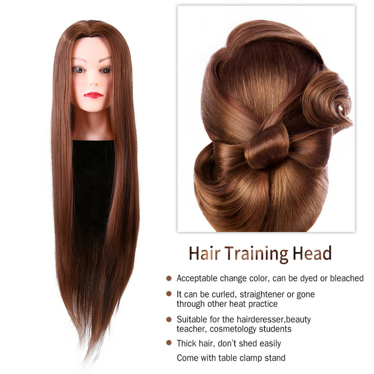 FRCOLOR Practice Training Head, 26 Inches 50% Real Human Hair Hairdressing  Training Head Manikin Doll Head with Clamp Stand Practice Mannequin & Hair