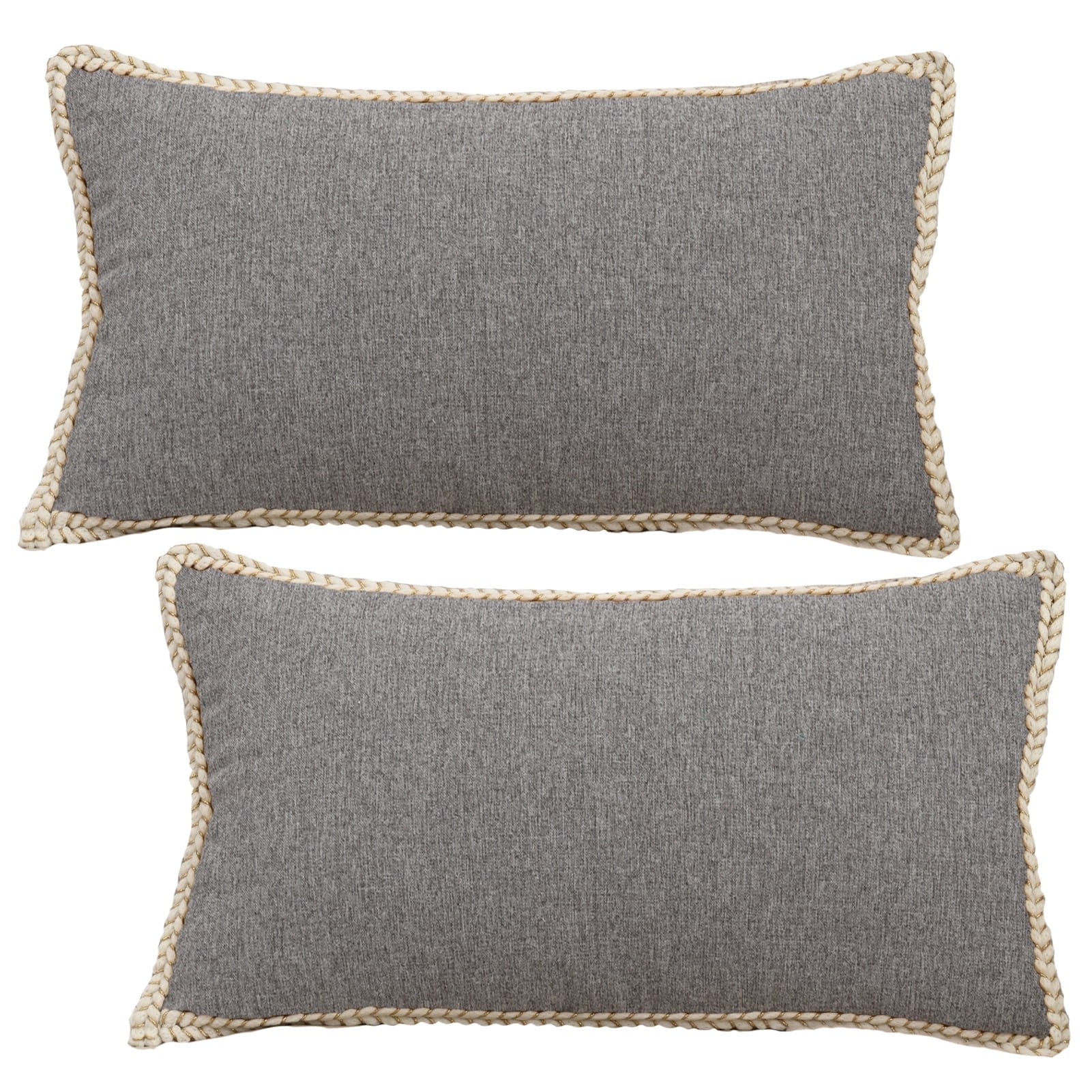 HonorHut Pack of 2 Throw Pillow Covers 12x20 inch Modern Farmhouse Decorative Pillowcases Outdoor Cushion Cover Grey
