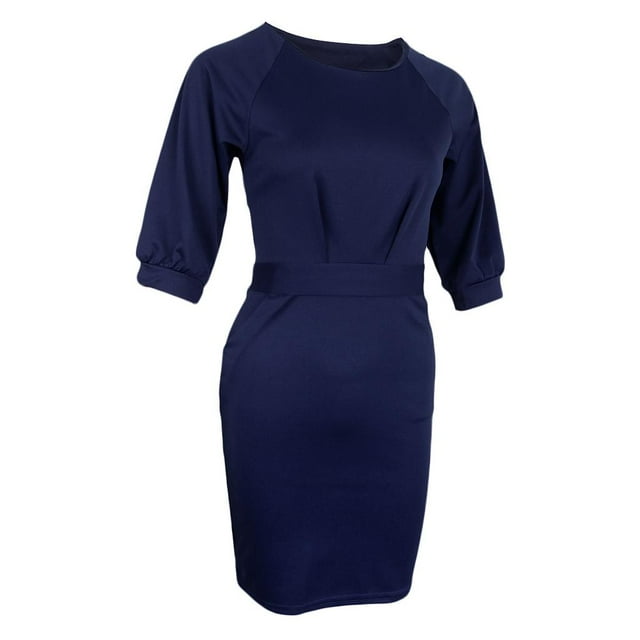 Vestido camisero informal elegante para mujer, vestido camisero de manga corta con cinturón L