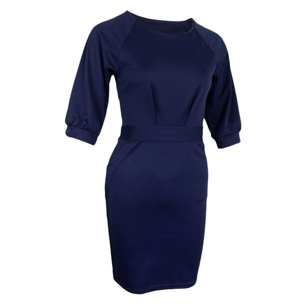 Vestido camisero informal elegante para mujer, vestido camisero de manga corta con cinturón L