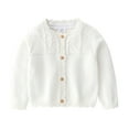 thumbnail image 1 of RKSTN Girls Sweaters Button Up Solid Color Long Sleeve Crew Neck Comfortable Loose Fit Knit Sweater Cardigan Coat Top Fall Winter Versatile Outfits 3 Months-3 Years, 1 of 3