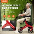 thumbnail image 2 of VEVOR Déambulateur à Roulettes Pliant pour Aînés et Adultes, Déambulateur à Roulettes Léger en Aluminium avec Siège et Poignée Ajustable, 2 of 9