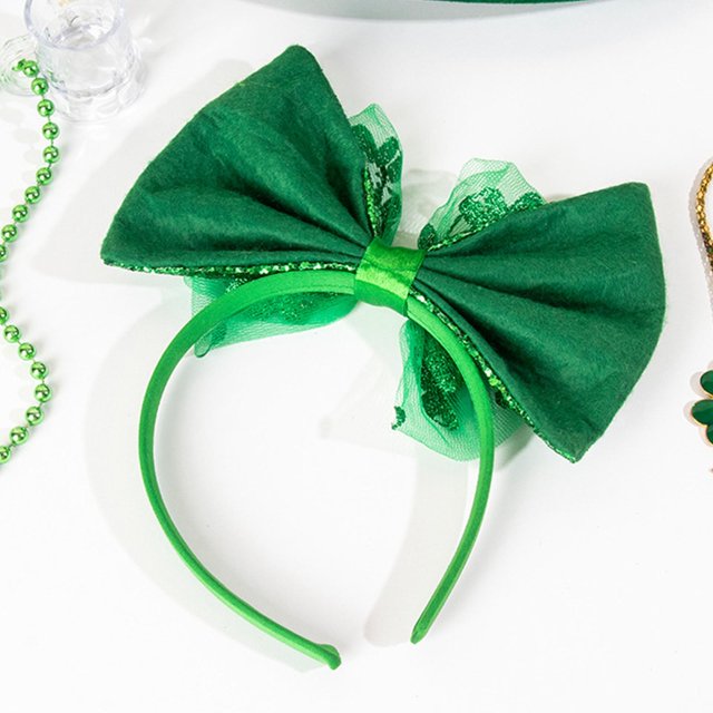 Diadema de San Patricio, diadema de , diadema para el pelo, aro de pelo verde, diadema con lazo para accesorios de fiesta, celebración navideña