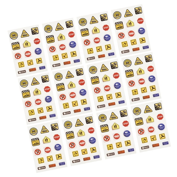 Traffic Sign Stickers for Kids Educational Car Logos for Home Assorted Color Paper 20 Sheets