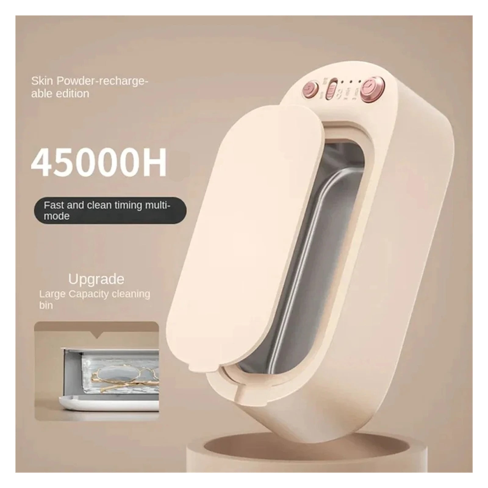 Cleaner High-Frequency USB Rechargeable Strength Adjustment Timing Home 4500 H Ultrasonic Cleaning Jewelry Glasses