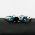 thumbnail image 3 of Uloveido Blue Black CZ Crystal Wedding Band Engagement Stacking Ring Set for Women Y605 (Size 6), 3 of 7