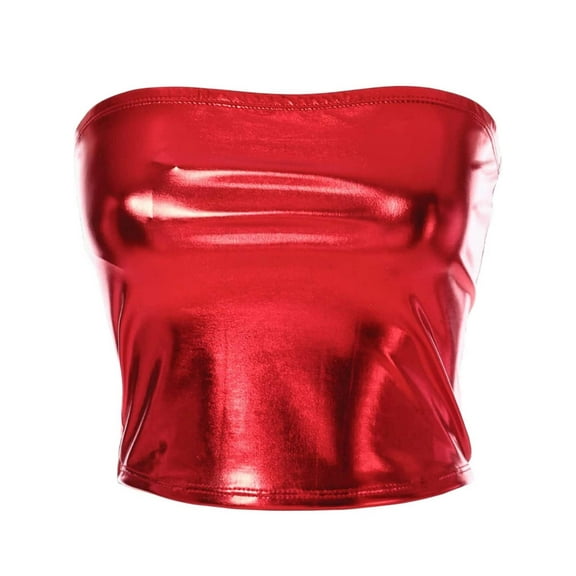 Seeing Red Liquid Red Metal Bandeau Adult Costume Top | Large Female
