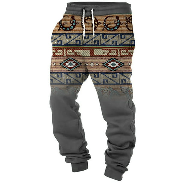 Pantalones largos para hombre con estampado, bolsillos con cordón, elásticos y dobladillo.