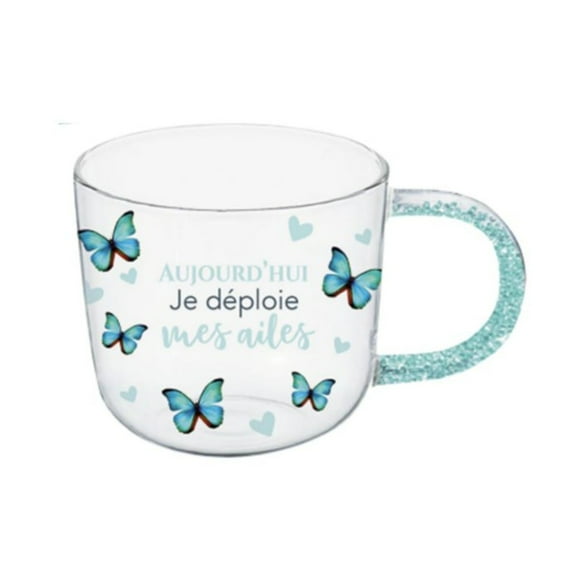 Chantal Lacroix - “Butterfly” Glass Cup, 350ml Capacity