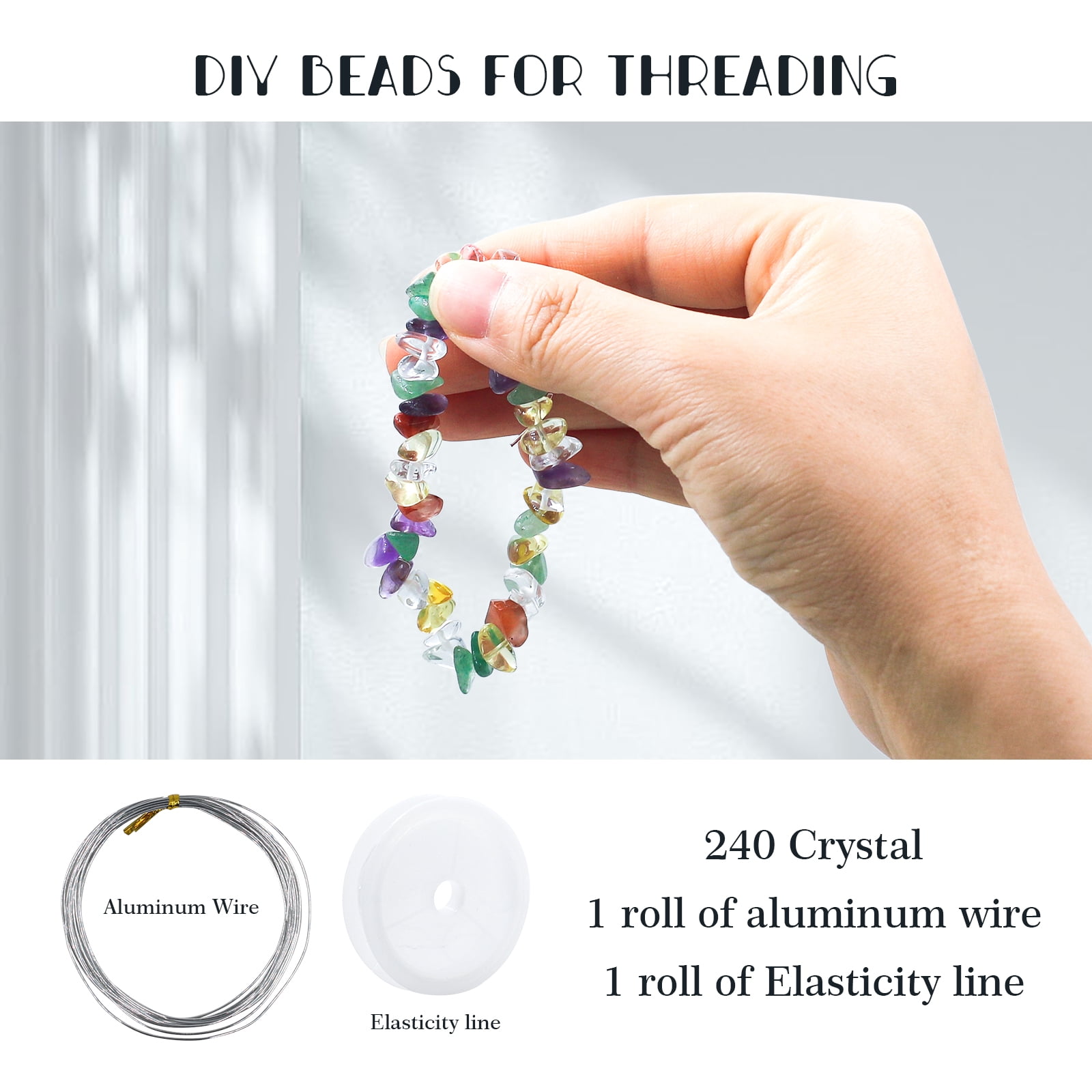 Natural Chip Stone Beads Hole Drilled DIY, Multi-Color Irregular Chips Stones, Crushed Chunked Crystal with Hole 5mm to 8mm, for Jewelry Making Decor DIY Crafts