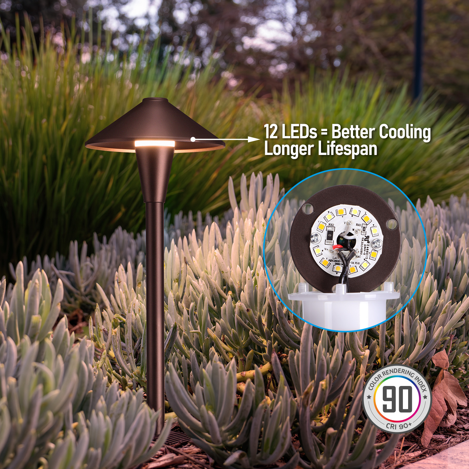 12 Pack 5CCT Low Voltage Pathway Lights, LED Landscape Path Light, 5W, 12-24V, IP65 Waterproof