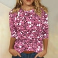 thumbnail image 2 of JGNGSHN Womens Sequin Tops 3/4 Sleeve Shirts Crew Neck Blouses Glitter Party Disco Sparkle Top Blouse for Party Club Concert, 2 of 5