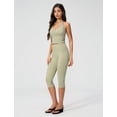 thumbnail image 3 of IBTOM CASTLE Capri Workout Sets for Women V Neck Halter Sports Bra High Waist Capri Leggings 2 Piece Yoga Pilates Outfits Green, 3 of 4