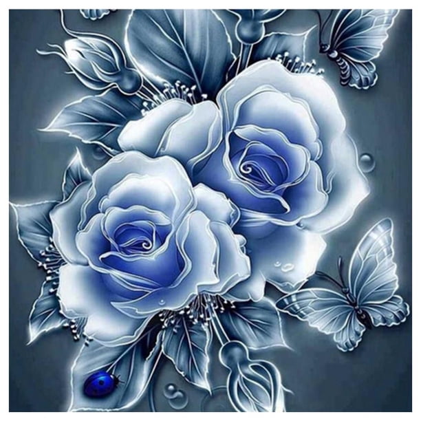 Diamante Kit Punto Cruz Btafrte 25*25 Cm Rosa Sala Estar Azul (8174)