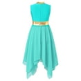 thumbnail image 2 of YONGHS Girls Praise Lyrical Dance Dress Sleeveless Asymmetrical Liturgical Worship Dancewear Performance Costume Turquoise 16, 2 of 7