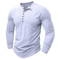 thumbnail image 2 of AIEOTT Men Quarter Button Pullover Lightwigeht Long Sleeve Shirts Cotton Breathable Shirts Loose Fit V Neck Shirt Solid Color Top, 2 of 7
