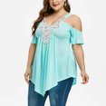 thumbnail image 5 of Leesechin Summer Short Sleeve Tops for Women V-Neck Plus Size Pullover Tops Blouses, 5 of 7