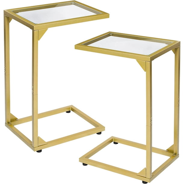 C Shaped End Table Set of 2 C Tables for Sofa Snack Couch Tables That