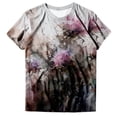 thumbnail image 4 of QHWAUAKFBN Womens T Shirts Graphic Summer Round Neck Short Sleeve Flower Butterfly Print Tshirts Top, 4 of 4