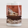 thumbnail image 2 of Farm Animal Ceramic Toothbrush Holder, Husbandry Photo with Laying Hen Incubating Inside Cage and Eggs, Decorative Versatile Countertop for Bathroom, 4.5" X 2.7", Multicolor, 2 of 4