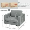 thumbnail image 4 of Costway Modern Linen Fabric Solid Wood Metal Sponge Cotton Solid Print Armchair, Dark Grey, 4 of 9