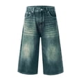 thumbnail image 5 of VBVC Women's High Waist Wide Leg Culotte Jeans,Washed Vintage Cropped Denim Pants For Women,Ladies Y2K Stretchy Streetwear Jeans with Pockets,Blue,S-3XL, 5 of 7