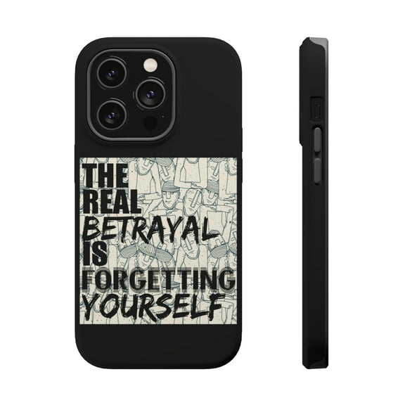 DistinctInk Tough Case for Apple iPhone 15 PRO (6.1" Screen), Compatible with MagSafe Charging - Real Betrayal Forgetting Yourself