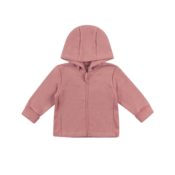 Hanes Zippin Baby Fleece Full-Zip Hooded Jacket, Adjustable Cuffs, Boys & Girls Rose Tea 18M-24M