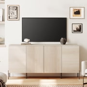 61" Modern TV Stand With Storage, Reeded Entertainment Center, Wooden TV Console With 4 Doors For Living Room